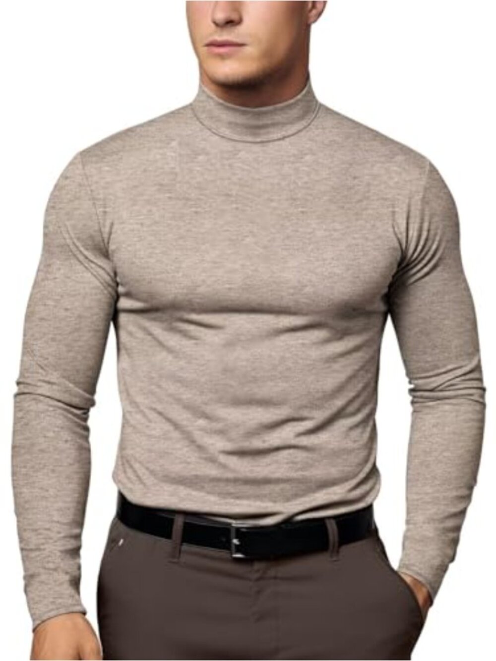 Men's Thermal Mock Neck Long Sleeve Base Layer Shirt Winter